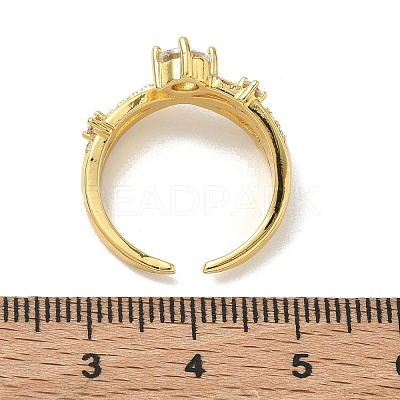 Brass Micro Pave Cubic Zirconia Cuff Open Rings for Women RJEW-C163-18G-1