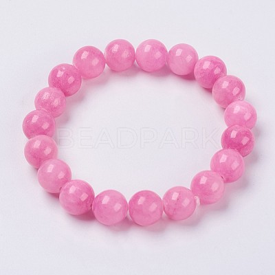Natural Yellow Jade Beaded Stretch Bracelet BJEW-P209-08-6mm-1
