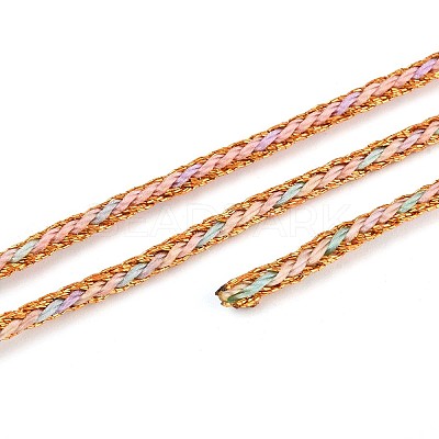 100M Segment Dyed Round Nylon & PET & Polyester Metallic Braided Cord OCOR-N009-01C-1