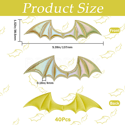 Demon Wing Rainbow Iridescent PU Leather Ornament Accessories DIY-WH0308-457B-1