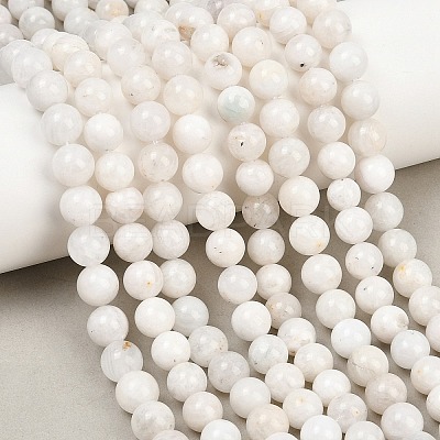 Round Grade A Natural Rainbow Moonstone Bead Strands G-M304-06-8.5mm-1