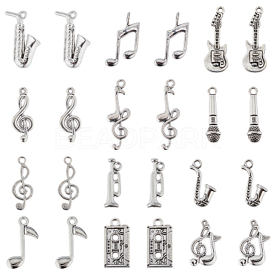 72pcs 12 styles Musical Theme Tibetan Style Alloy Pendants FIND-SC0007-38-1