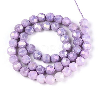 Anti-Tarnish Electroplate Glass Beads Strands EGLA-T021-8mm-15-08-1