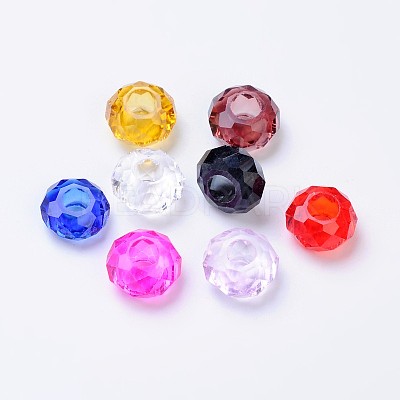 Mixed Color Glass Faceted Rondelle Spacer Large Hole Charms Beads Fit European Bracelets X-GLAA-N0ZTG261-M-1