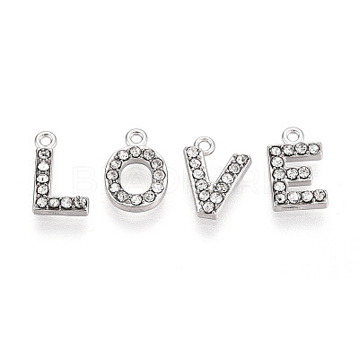 304 Stainless Steel and Rhinestone Pendants STAS-T071-11A-P-1