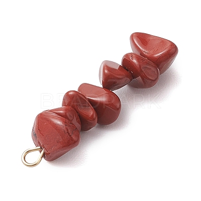 Gradient Color Natural Rhodonite & Natural Red Jasper & Natural Strawberry Quartz Chip Beaded Pendants PALLOY-JF02795-06-1