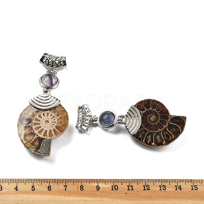 Natural Fluorite Fossil Snail Pendants G-F062-14-1