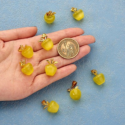 10Pcs Apple Gemstone Charm Pendant Crystal Quartz Healing Natural Stone Pendants Opal Buckle for Jewelry Necklace Earring Making Crafts JX526E-1