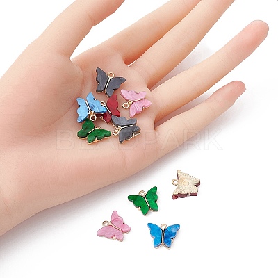 10Pcs 5 Colors Alloy Acrylic Pendants MACR-YW0002-56-1