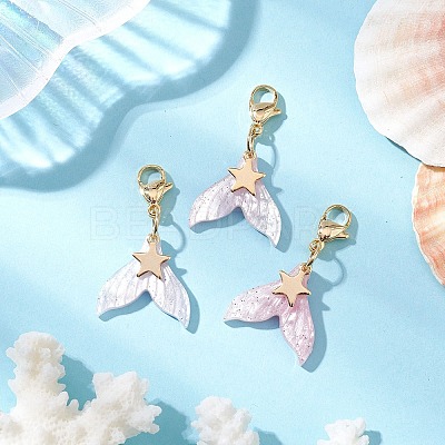 Mermaid Tail Resin Pendant Decorations HJEW-JM03120-1