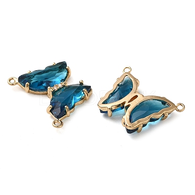 Brass Pave Faceted Glass Connector Charms FIND-Z020-03P-1