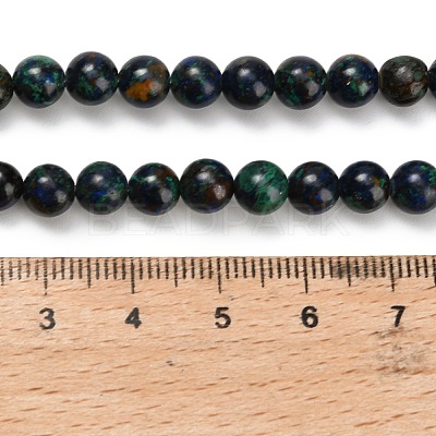 Natural Azurite Beads Strands G-Z110-C05-6mm-1