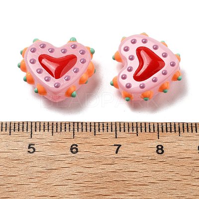 Baking Paint Glass Bumpy Beads Heart LAMP-V001-07C-1