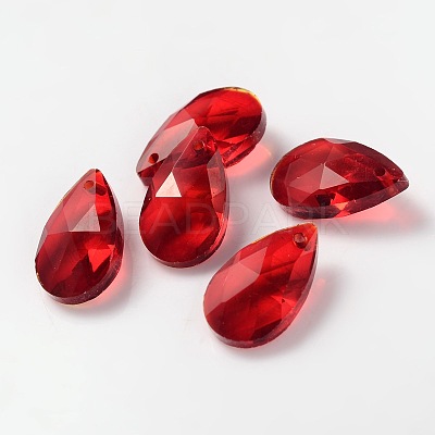 Faceted Teardrop Glass Pendants X-GLAA-O008-A08-1