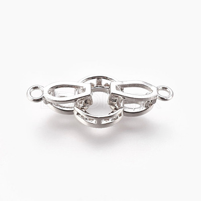 Brass Micro Pave Cubic Zirconia Fold Over Clasps KK-P164-12-1