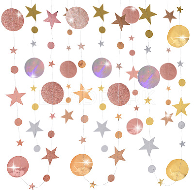 3Pcs 3 Style Paper Glitter Circle Star Garland HJEW-PH0001-50-1