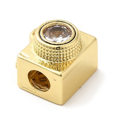 Rack Plating Brass Cubic Zirconia European Beads KK-Q784-41G-1
