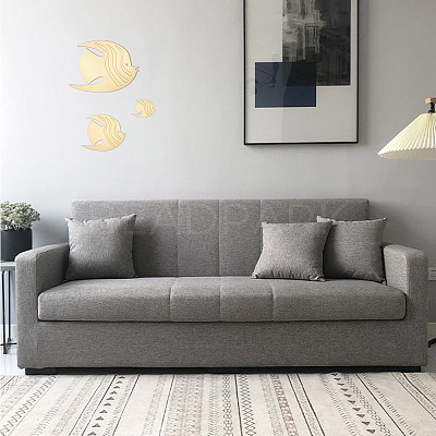 3 Sets 3 Style Fish Acrylic Mirror Wall Stickers DIY-CF0001-02A-1