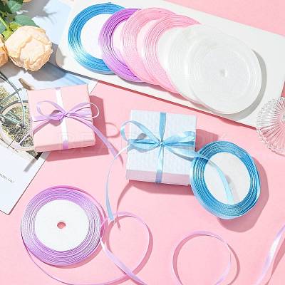 8Rolls 4 Colors Single Face Satin Ribbon OCOR-FS0001-10E-1