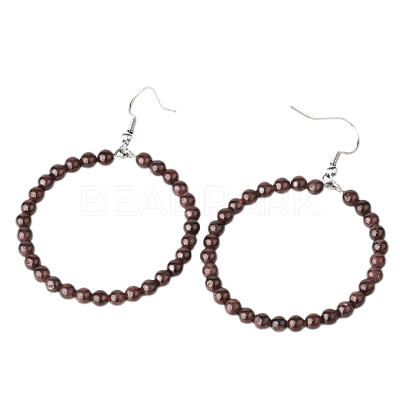 Fashionable Natural Garnet Hoop Earrings for Women KJ9273-11-1