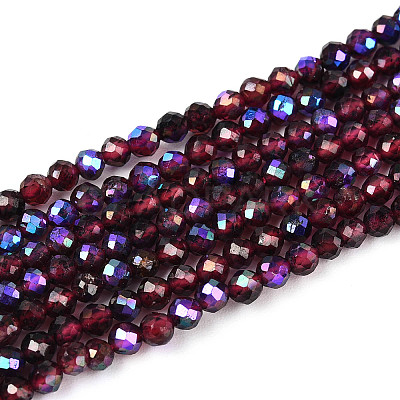 AB Color Plated Natural Garnet Beads Strands G-T144-A07-01-1