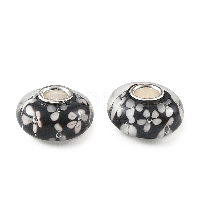 Lampwork & Brass Core European Beads LAMP-P019-01P-08-1