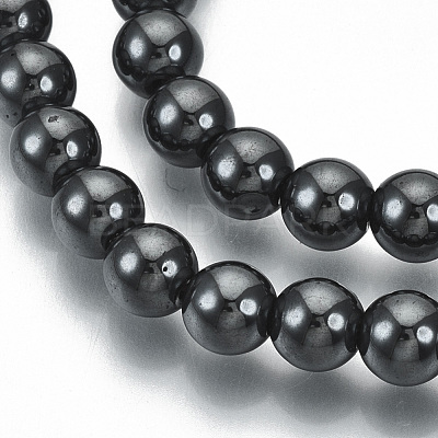 Non-magnetic Synthetic Hematite Beads Strands G-Q892-6mm-1