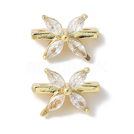 Brass Micro Pave Cubic Zirconia Multi-Strand Links KK-F893-08G-1