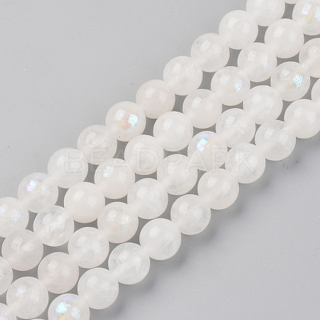 Electroplated Natural White Moonstone Beads Strands X-G-S369-012C-C-1
