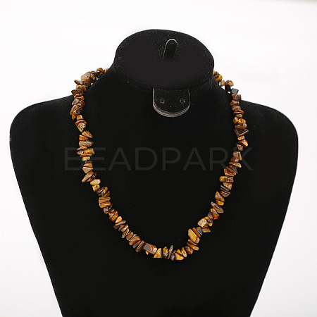 Natural Tiger Eye Chip Beaded Necklaces for Women FS-WG9F5E2-04-1