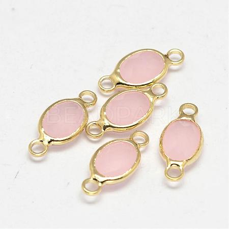 Oval Faceted Golden Brass Glass Links connectors GLAA-O014-25G-1