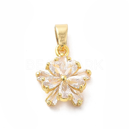 Rack Plating Brass Micro Pave Cubic Zirconia Pendants KK-M082-04B-G-1