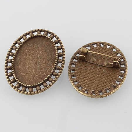 Vintage Alloy Brooch Cabochon Bezel Settings X-PALLOY-O038-33AB-NF-1