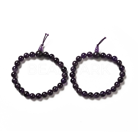 Natural Amethyst Gourd Beaded Stretch Bracelet for Women G-G997-G03-1
