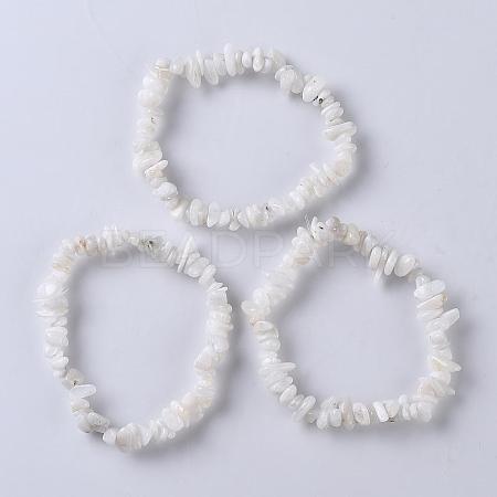 Natural White Moonstone Stretch Bracelets BJEW-JB03681-09-1