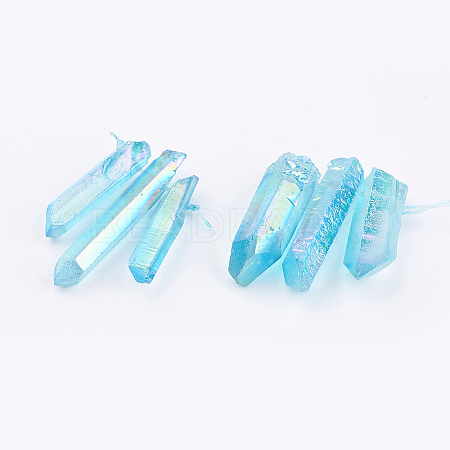 Electroplated Natural Quartz Crystal Graduated Beads Strands LS-G-P315-A07-1