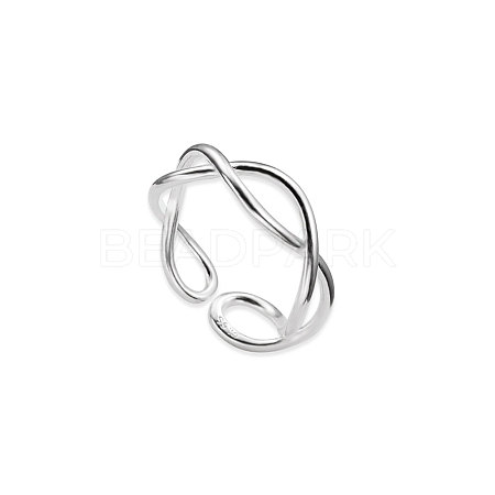 Classic 925 Sterling Silver Intertwined Criss Cross Cuff Rings JR29A-1