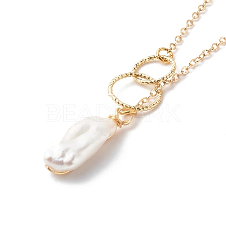 Natural Baroque Pearl Pendant Necklace NJEW-JN03599-03-1