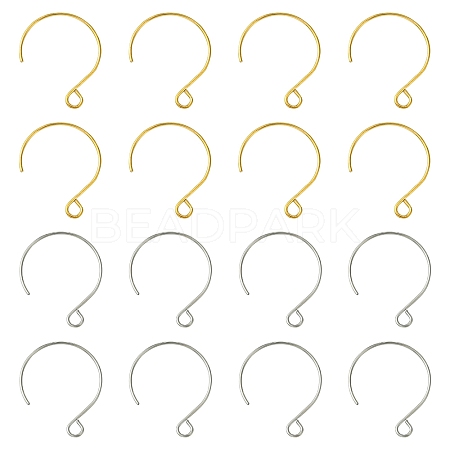 24Pcs 2 Colors Ion Plating(IP) 304 Stainless Steel Earring Hooks STAS-FS0001-65-1