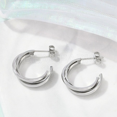 304 Stainless Steel Twist C-Shaped Stud Earrings for Women EJEW-C096-40P-1