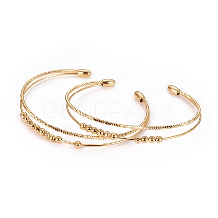 Long-Lasting Plated Brass Cuff Bangles BJEW-E370-03G-1