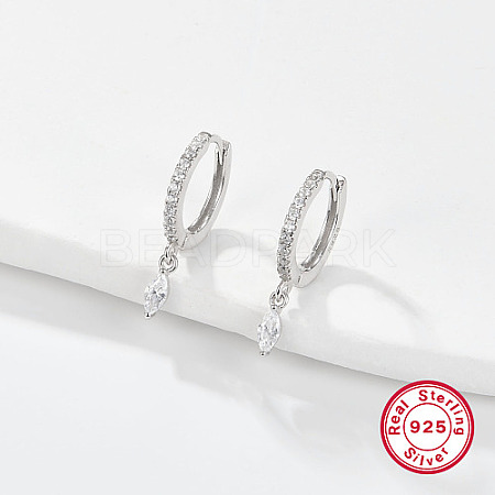 Rhodium Plated 925 Sterling Silver Hoop Earring for Dangle Earrings NC3704-17-1
