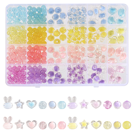 CHGCRAFT 6 Styles 4 Colors Transparent Acrylic Beads TACR-CA0001-29-1