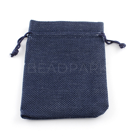 Polyester Imitation Burlap Packing Pouches Drawstring Bags X-ABAG-R005-18x13-12-1