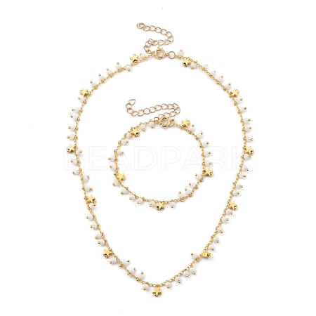 Brass Curb Chains Jewelry Set SJEW-JS01123-1
