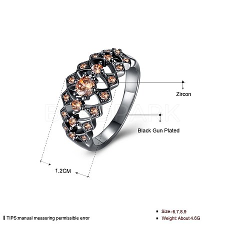 Trendy Brass Cubic Zirconia Finger Rings RJEW-BB27430-C-9-1