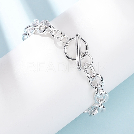 304 Stainless Steel Cable Chains Bracelets for Women Men BJEW-P376-02S-1