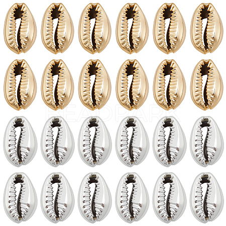 80Pcs 2 Colors Electroplated Natural Cowrie Shell Beads BSHE-PA0001-06-1
