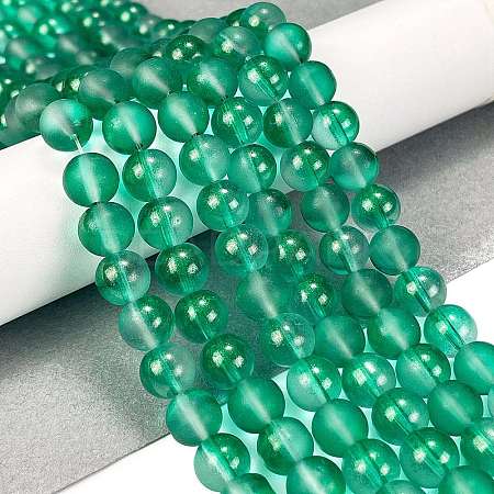 Frosted Transparent Glass Bead Strands X1-GLAA-P065-8mm-14-1