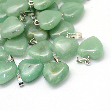 Heart Natural Green Aventurine Pendants G-Q371-08-1